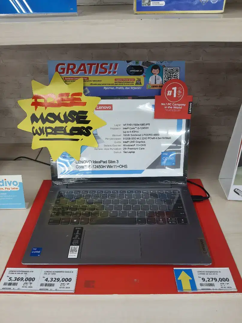 Cash & kredit laptop lenovo 83EQ006HID 12450H I5 16GB