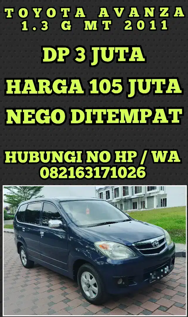 TOYOTA AVANZA 1.3 G MT 2011 DP 3 JUTA