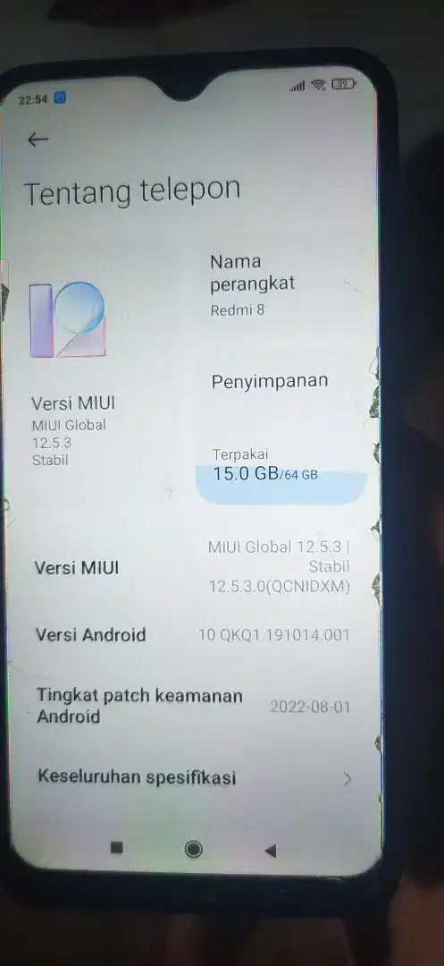 HP bekas pakai xiaomi redmi 8. (Biru)