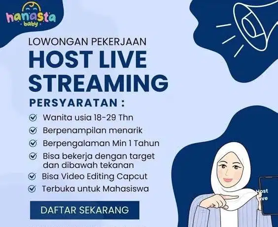 Lowongan kerja host libe streaming