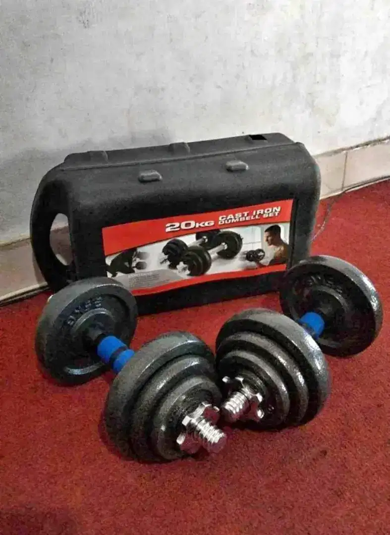 DUMBELL SET 20 KG BESI ALAT FITNESS BARU