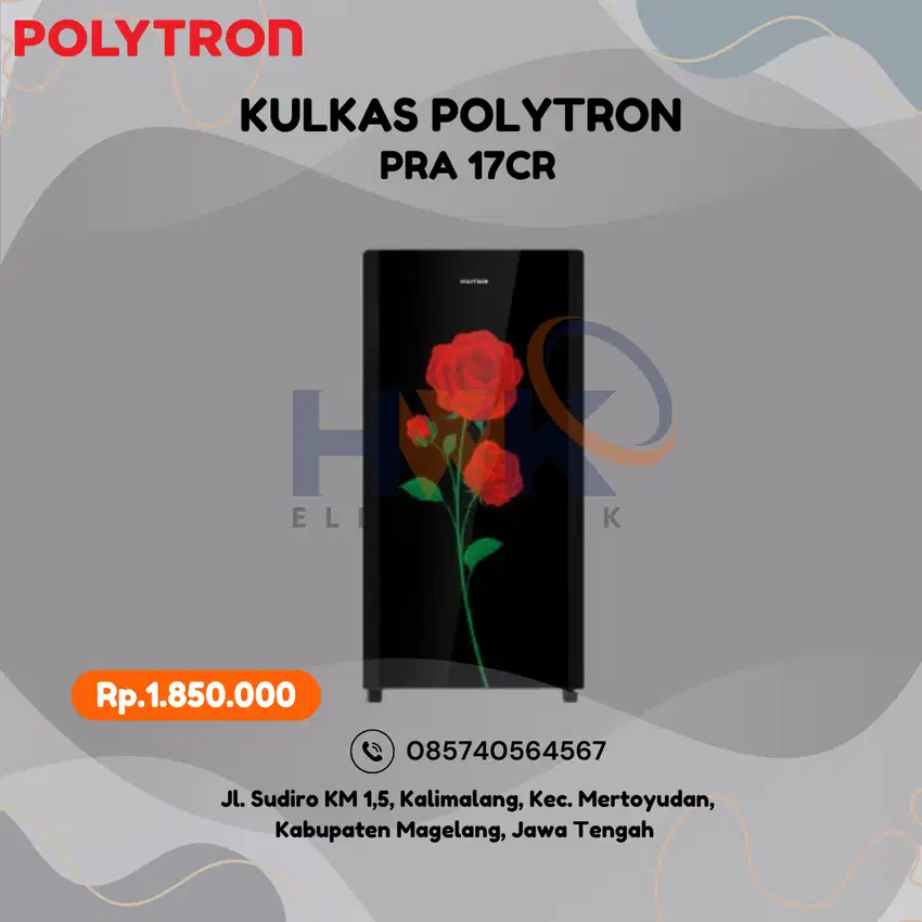 POLYTRON PRA-17CRX KULKAS 1 PINTU MOTIF 170 LITER 75 WATT (NEW)