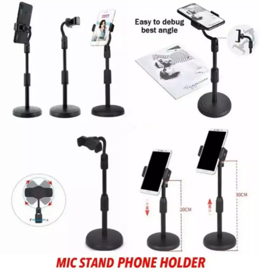 Mic stand phone holder