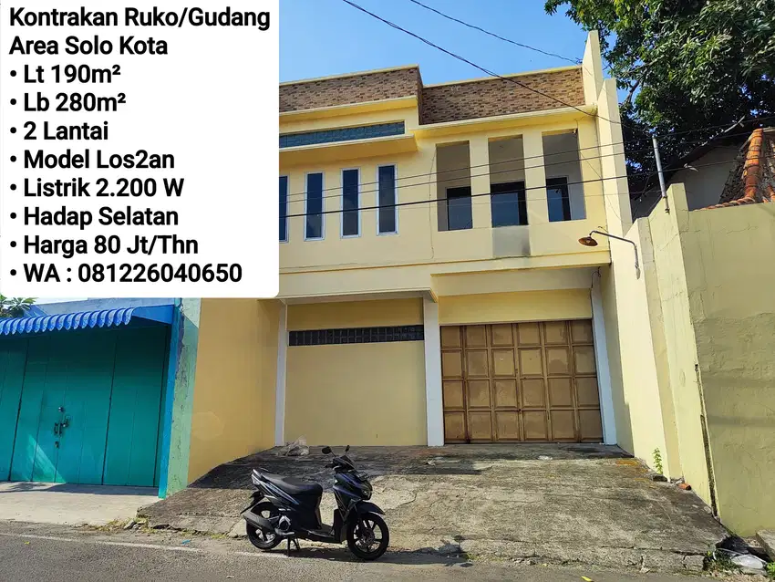 Kontrakan Ruko/Gudang Siap Pakai Area Solo Kota 2 Lantai