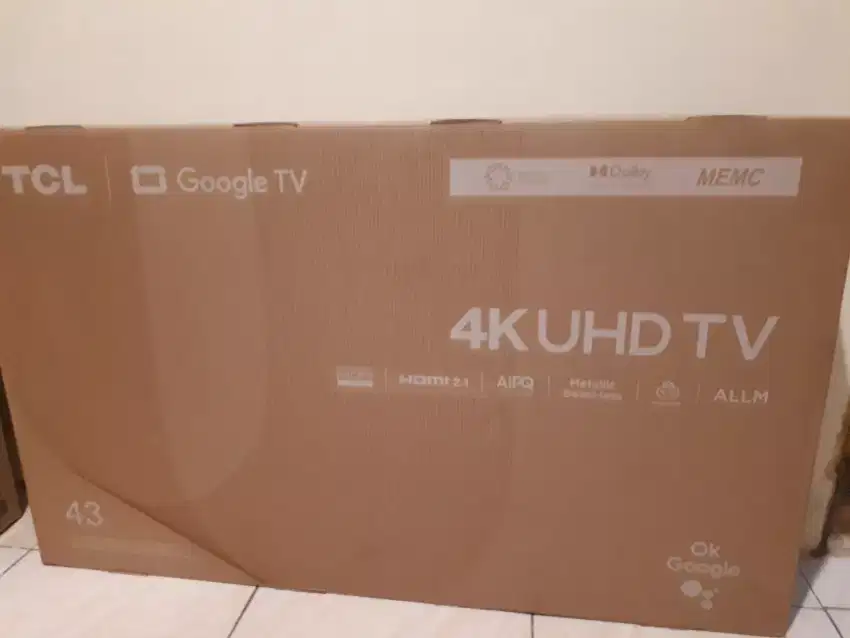 Tcl 43 inch 43V6B google tv layar 4K UHD