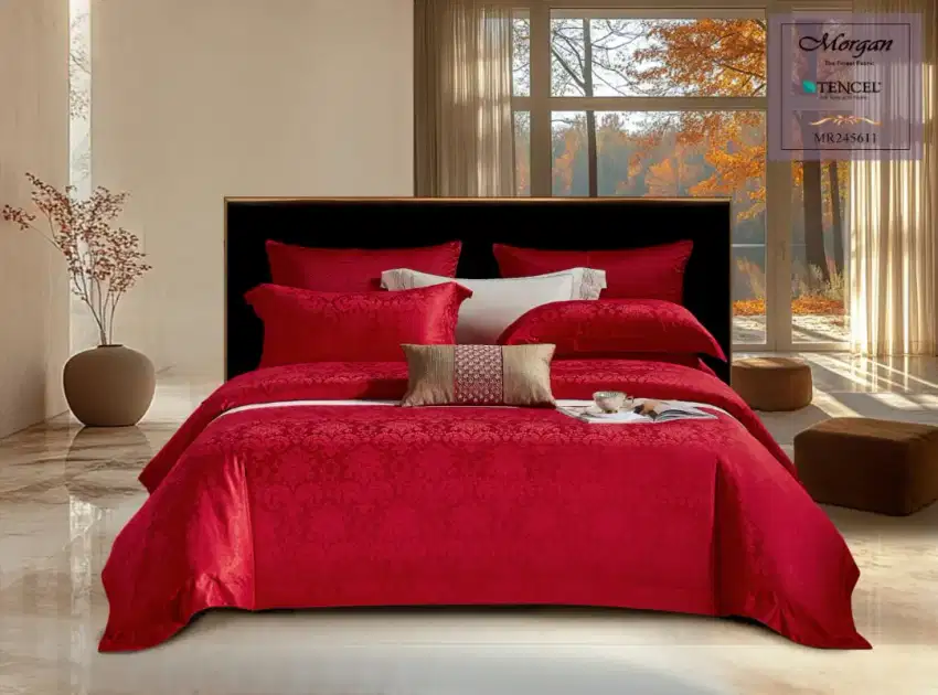 Sprei bedcover sutra kingkoil warna merah