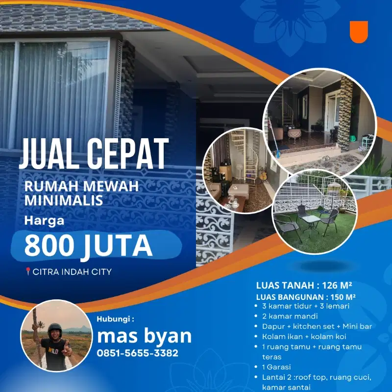 JUAL CEPAT RUMAH MEWAH MINIMALIS