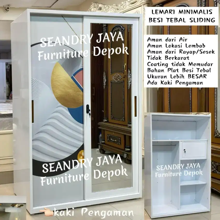 SEANDRY JAYA Furniture Depok/Lemari Pakaian Plat Besi/Tebal/Kokoh/COD