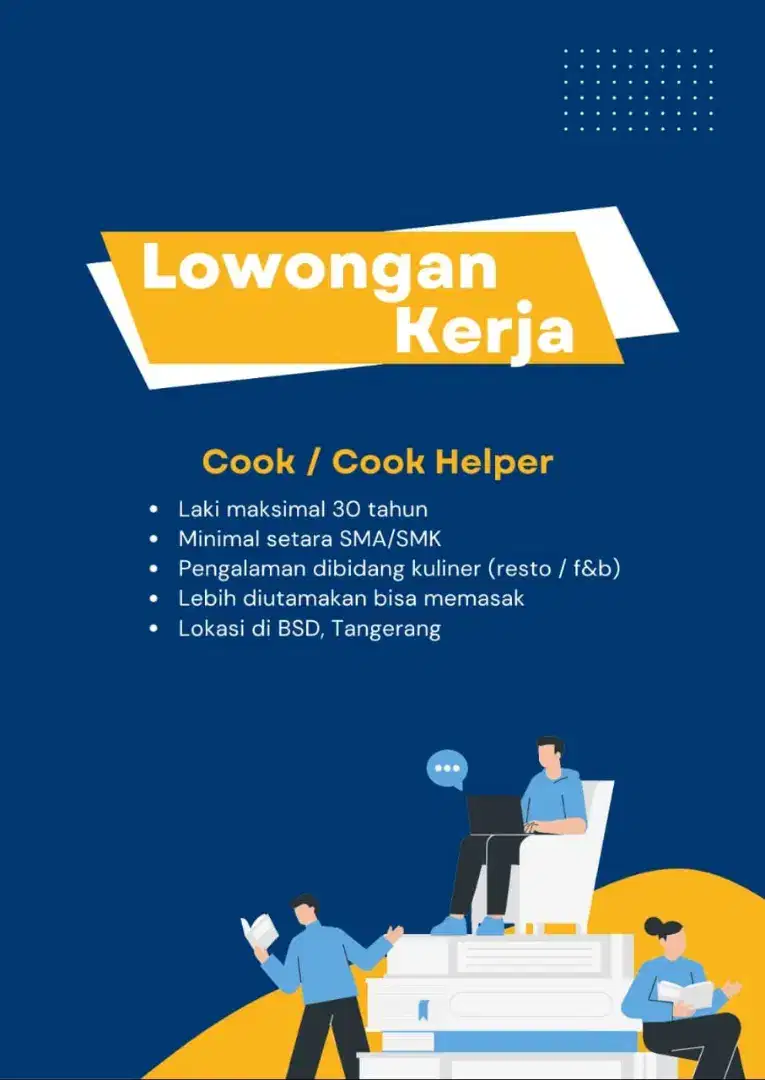 Dibutuhkan Cook/Cook Helper daerah BSD