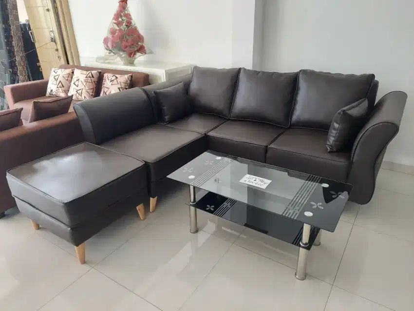 Sofa Bangku 3+engkel+stool Bonus Meja Kaca Hokky Malkot