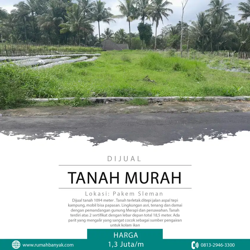 Jual Tanah Murah Di Pakem Cocok Untuk Villa, Suasana Sejuk & Nyaman