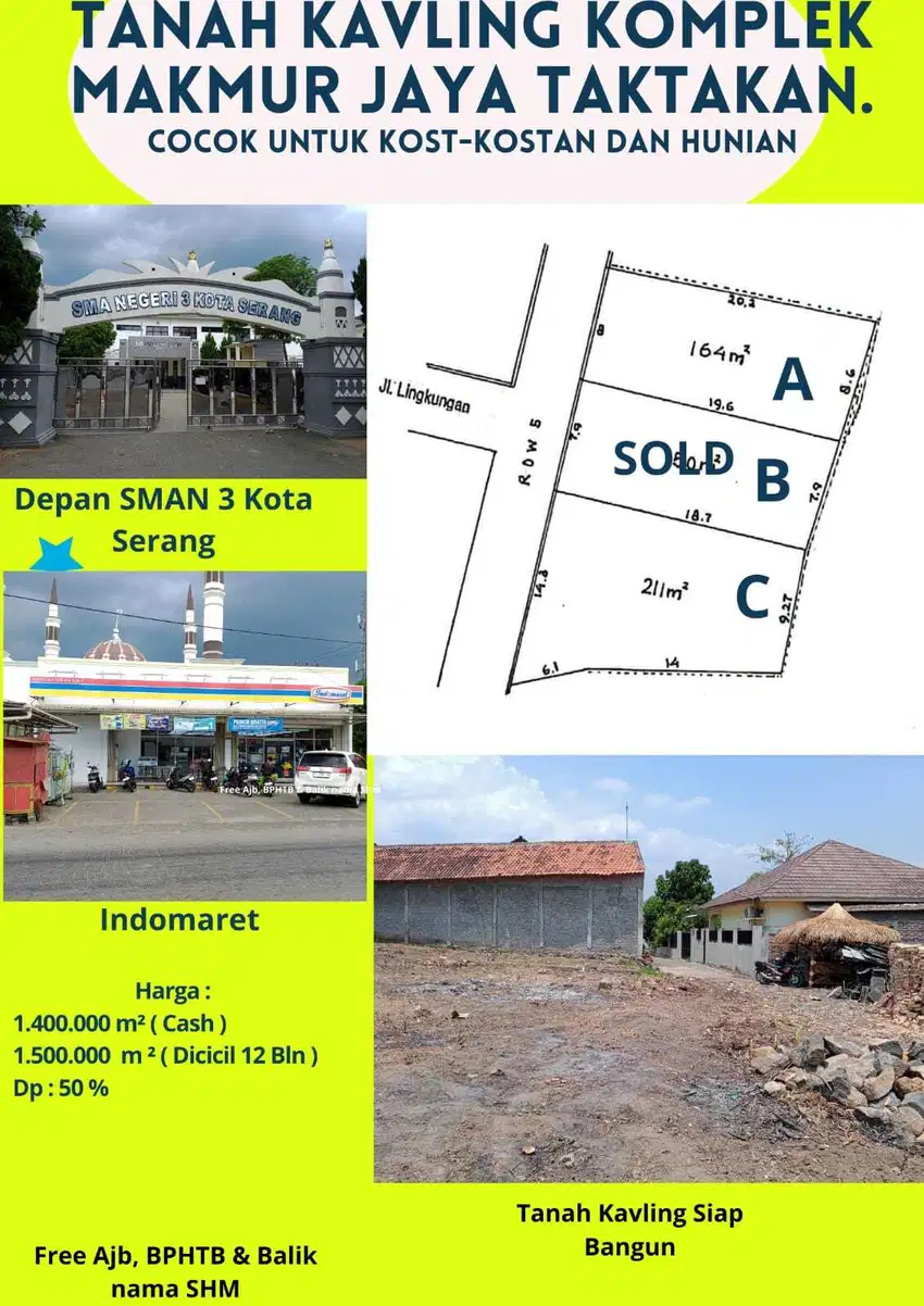 TANAH KAVLING TAKTAKAN DEPAN SMAN 3 KOTA SERANG