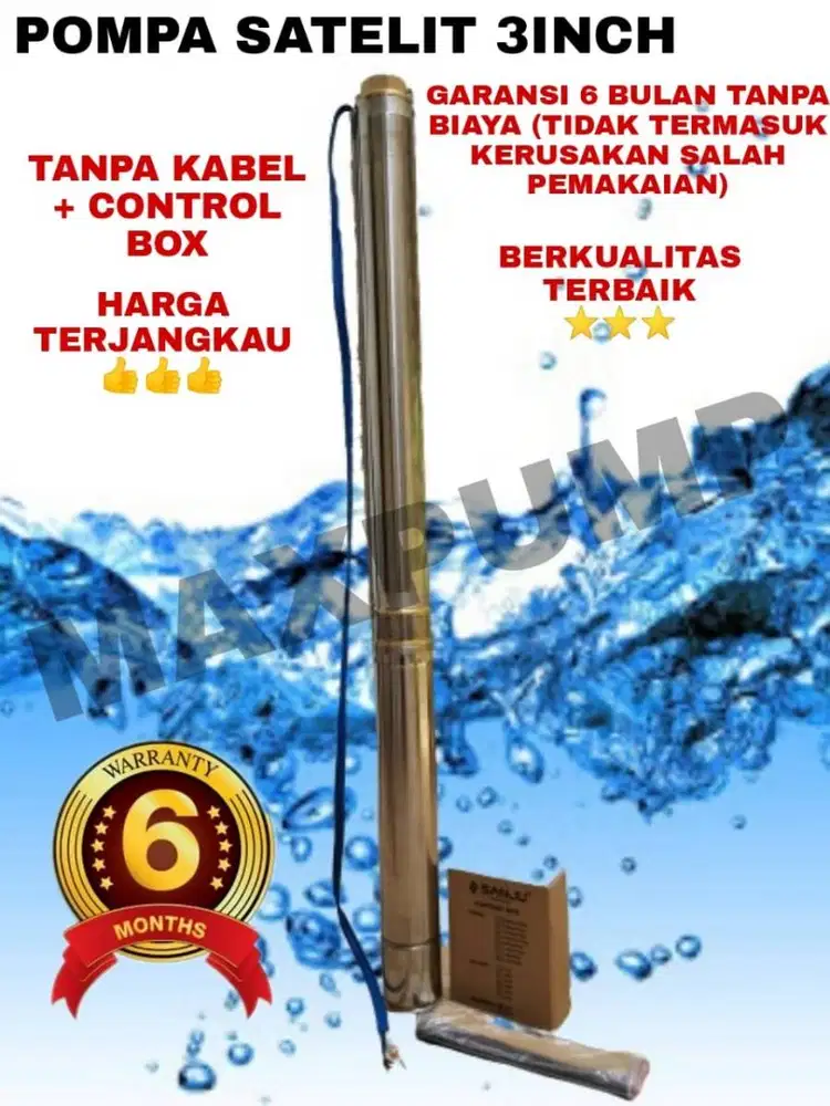 MAXPUMP Pompa Submersible Casing Pipa 3inch Pompa Satelit Sumur Dalam