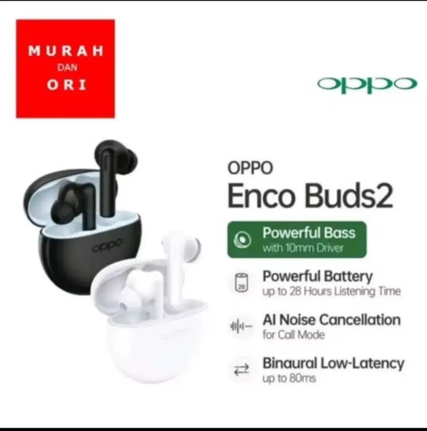 Oppo Enco Buds 2 | Enco Buds2 Ai Noise Cancellation - Powerful Bass