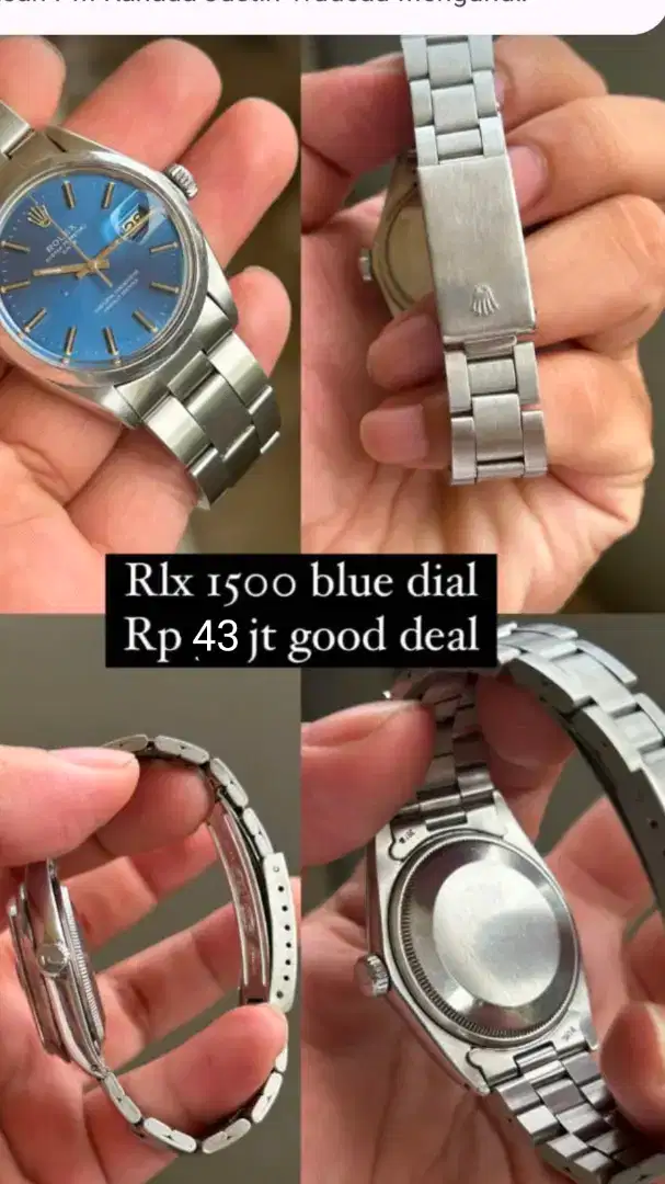 Rolex Date 1500 dial biru.
