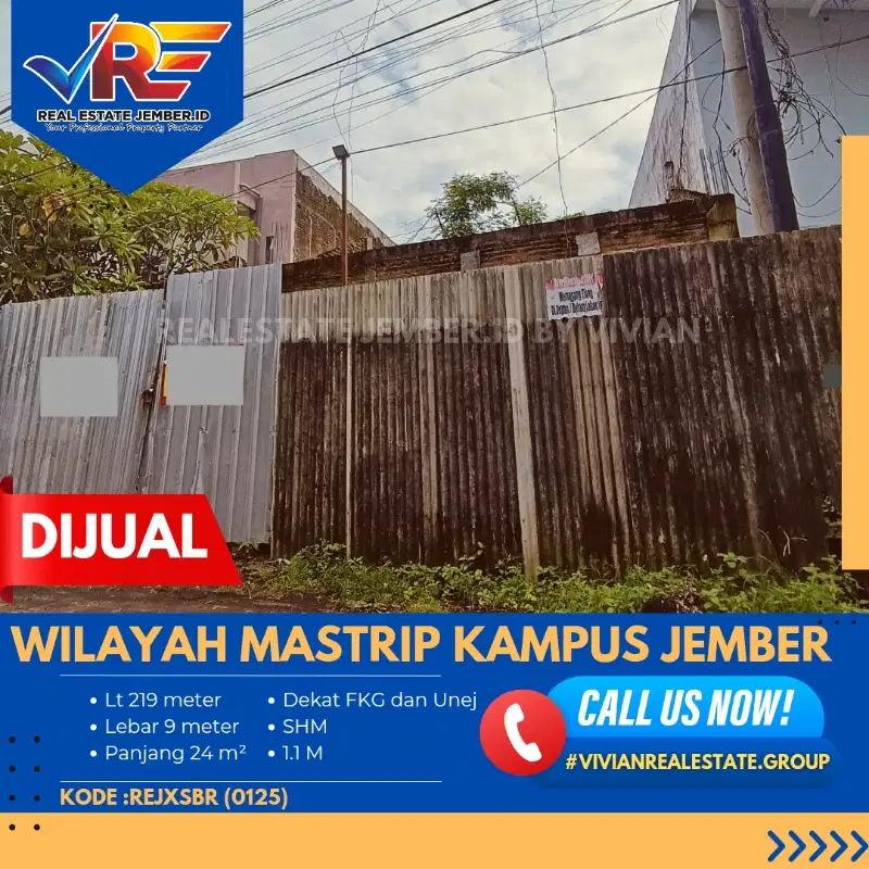 TANAH DI JLN MASTRIP PUSAT KAMPUS DEKAT FKG JEMBER