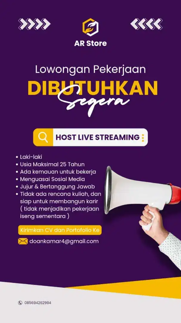 Lowongan kerja host live streaming