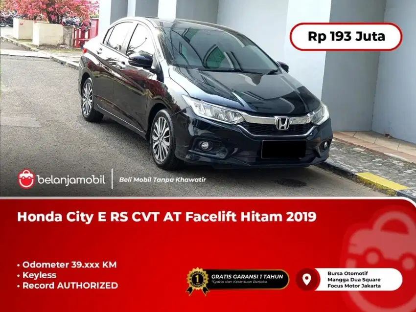 [ LOW KM 39KM ] Honda City E RS CVT AT Facelift Hitam 2019/2020