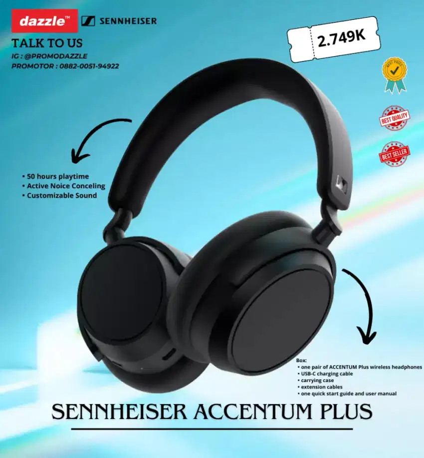 SENNHEISER ACCENTUM PLUS HEADPHONE ORI 100% GARANSI 1 TAHUN