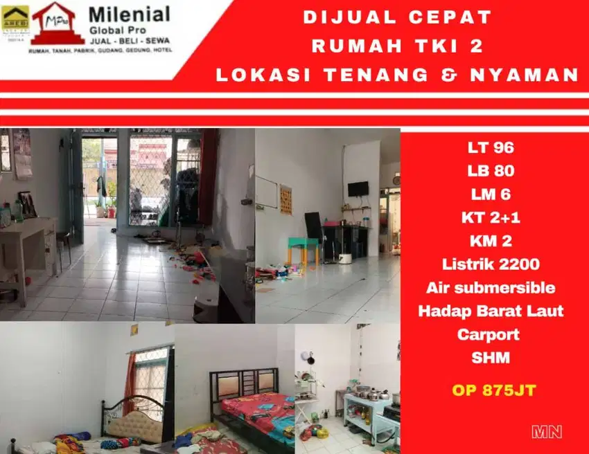 Dijual cepat harga BU rumah tenang dan nyaman siap huni di TKI 2