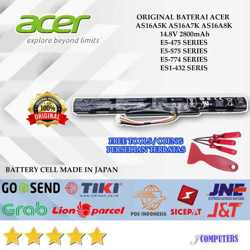 Baterai Acer E5-475 E5-575 E5-774  AS16A5K AS16A7K AS16A8K Original