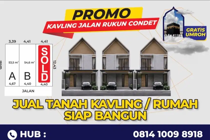 Jual Tanah Kavling & Rumah Inden Mewah 2 Lt di Condet, Hadiah Umroh