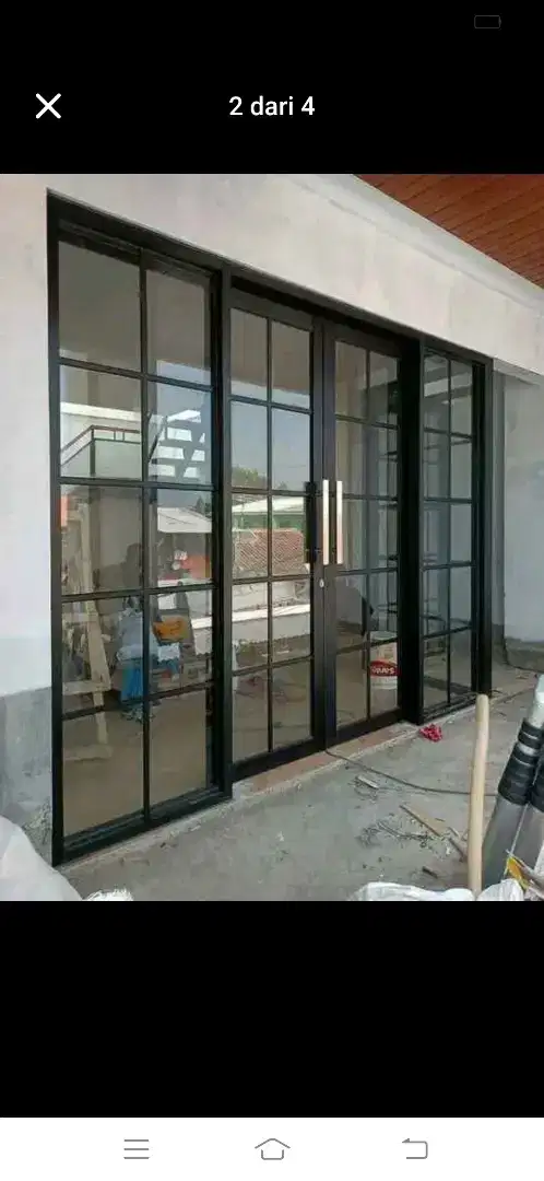 Pintu kaca sleding dan partisi kaca ruangan