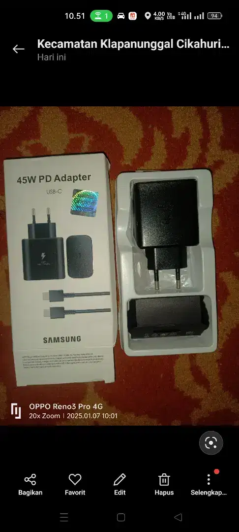 Charger Samsung 45 watt Super Fast charging