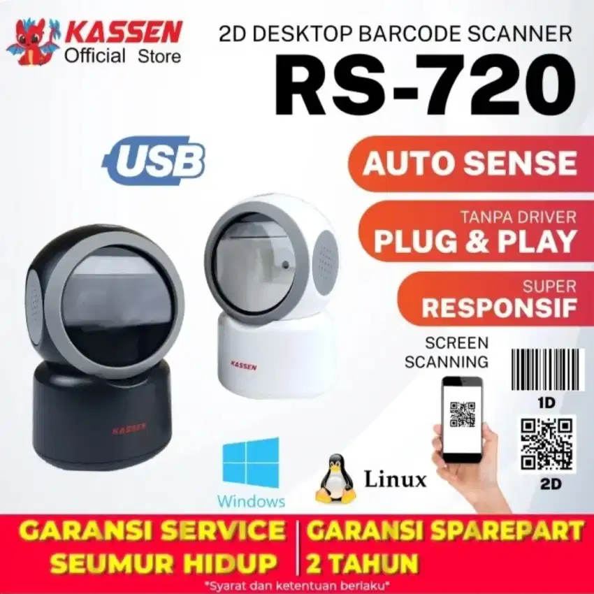 Desktop Barcode Scanner KASSEN RS-720 2D