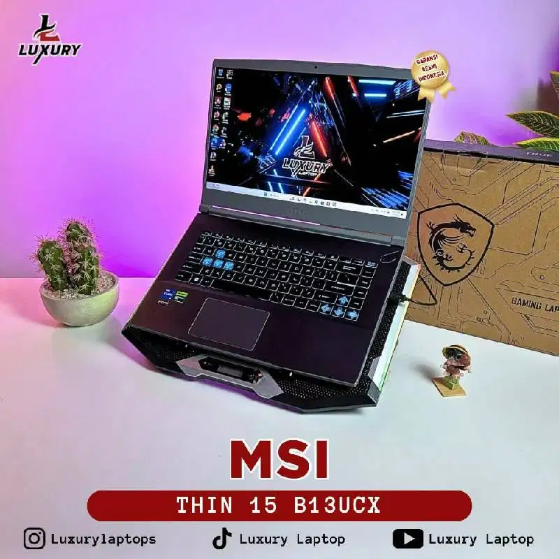 LAPTOP MSI GAMING THIN 15 B13UCX FULLSET MURAH JUAL CEPAT BU GARANSI