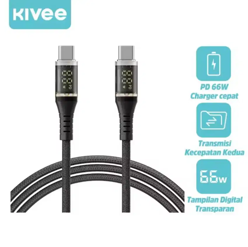 Kivee Basike Kabel Data Charger Type C to Type C PD 66W Fast Charging