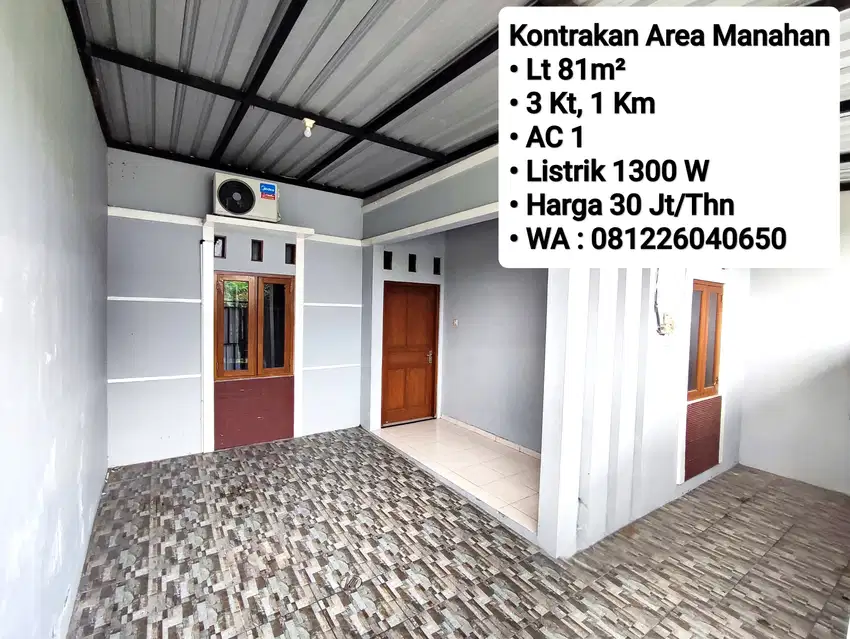 Kontrakan Area Manahan, Dekat Pusat Kota, dan Fasilitas Public