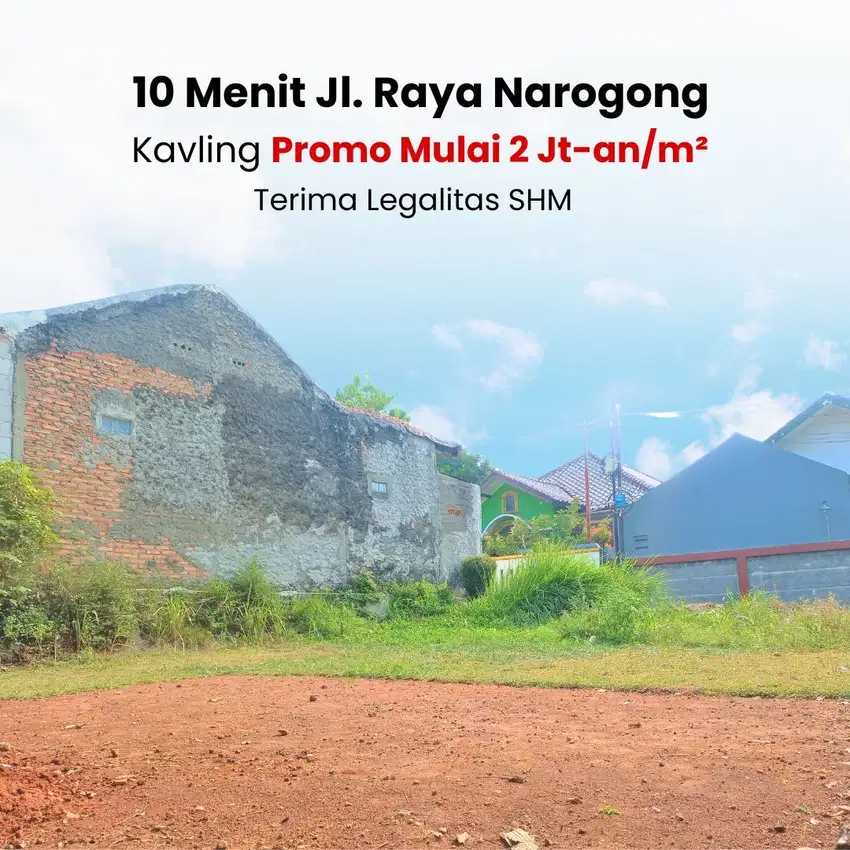 Kavling SHM Akses Mudah Jl. Raya Narogong, Promo 2 Jt-an/m2