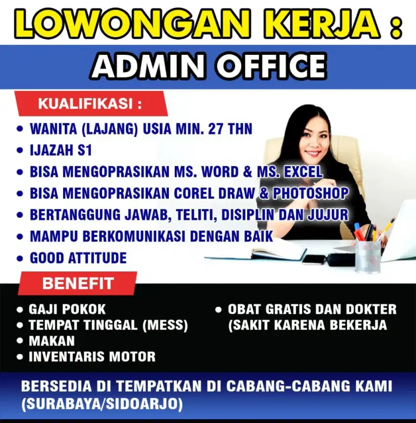 Dibutuhkan Admin Office