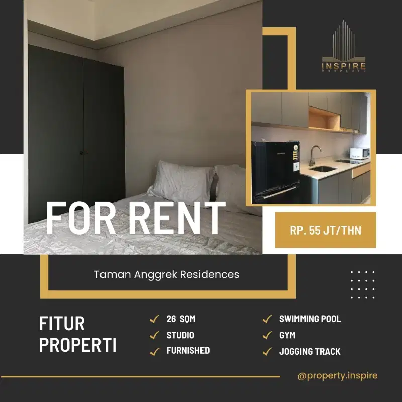 Sewa Apartemen Studio Taman Anggrek Residence Jakarta