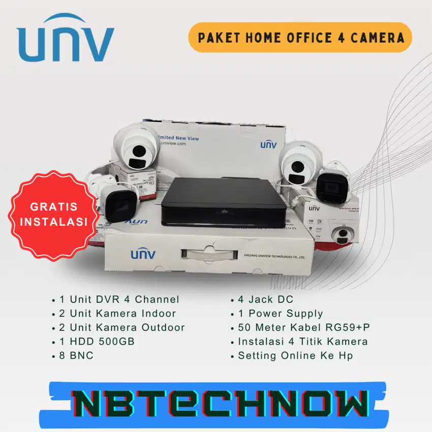 Paket Home Office CCTV 4 Ch Kamera 2MP UNV