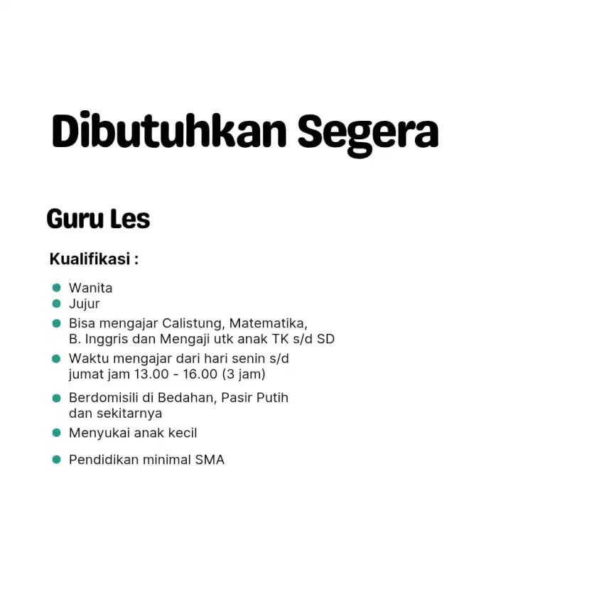 GURU LES MENGAJAR ANAK TK DAN SD