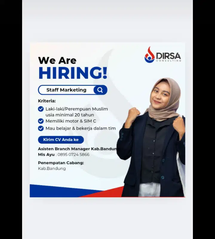 DIBUTUHKAN SEGERA MARKETING & STAFF ASESMEN DIRSA CONSULTING