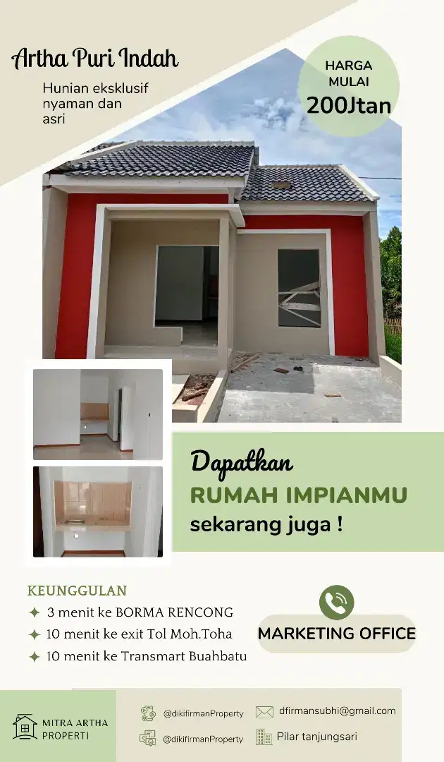 Jual rumah huni siap huni, bonus pagar dan kanopi