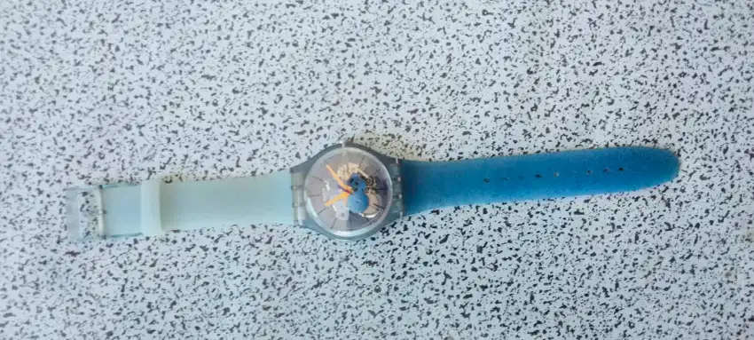 JAM TANGAN SWATCH SKELETON BLUE ORIGINAL