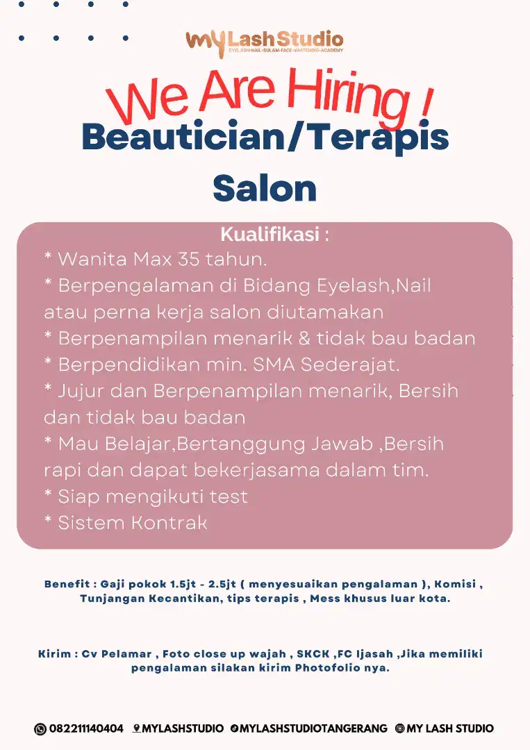 Dibutuhkan Terapis Salon nail eyelash