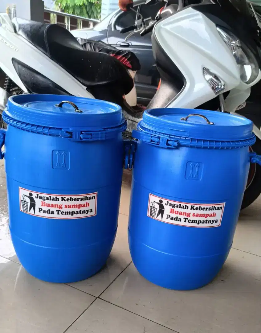 Tempat Sampah Tong Biru/Drum Plastik 60 Liter Bagus, Awet Berkualitas