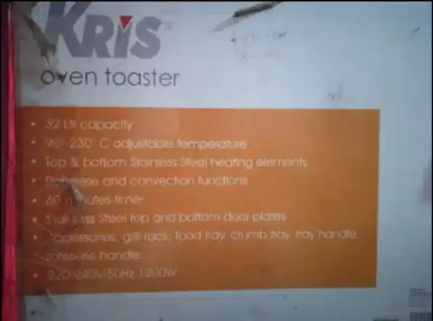 Dijual oven Kris 32 liter harga 500 ribu.