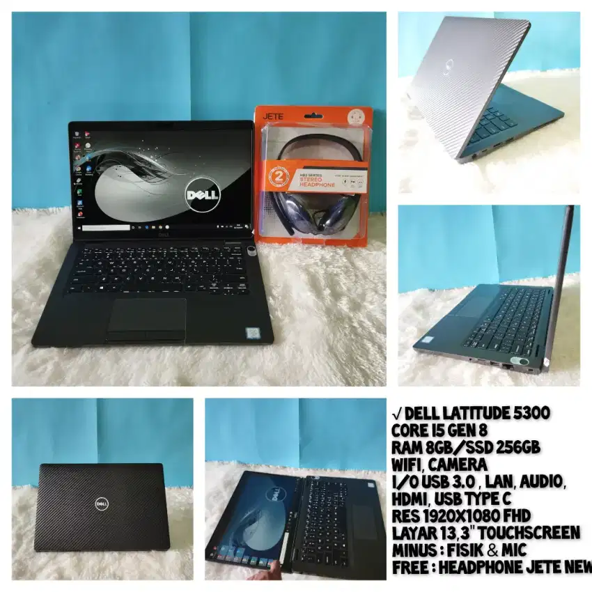 Laptop Dell 5300 i5 Gen 8 8/256 Touchscreen, Slimm, murah, Bergaransi