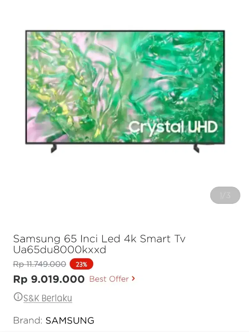 Samsung led tv smart 65 inci