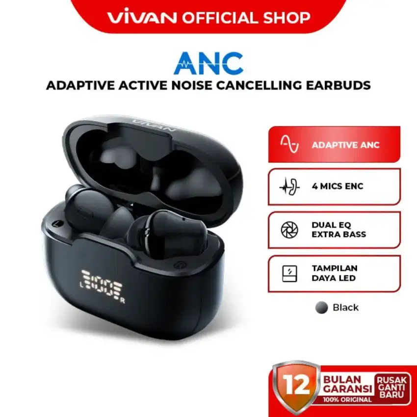 VIVAN Infinity GT6 TWS ANC ENC Dual EQ Bass Gaming Mode Bluetooth 5.4