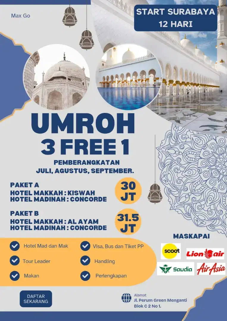 Paket umroh 3 free 1