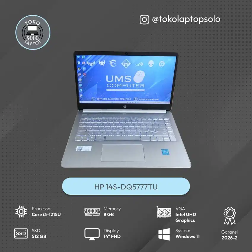 HP 14s-dq5777TU INTEL Core i3-1215U RAM 8GB SSD 512GB Intel UHD