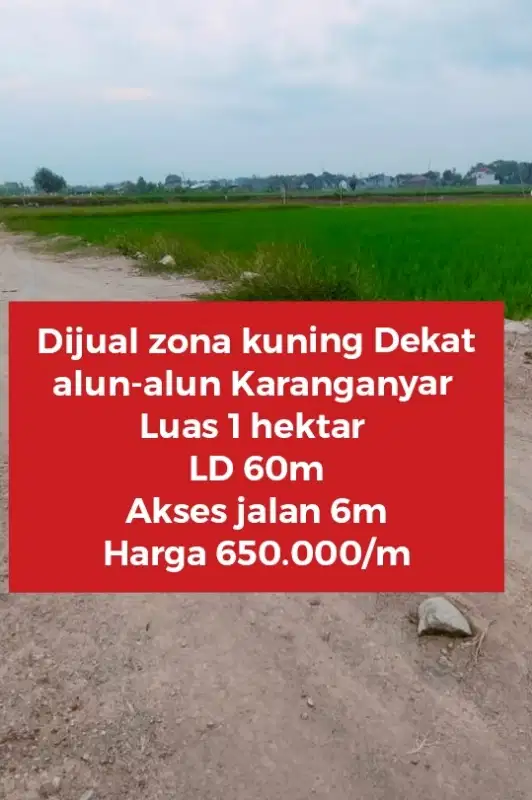 Dijual zona kuning dekat alun-alun Karanganyar kota