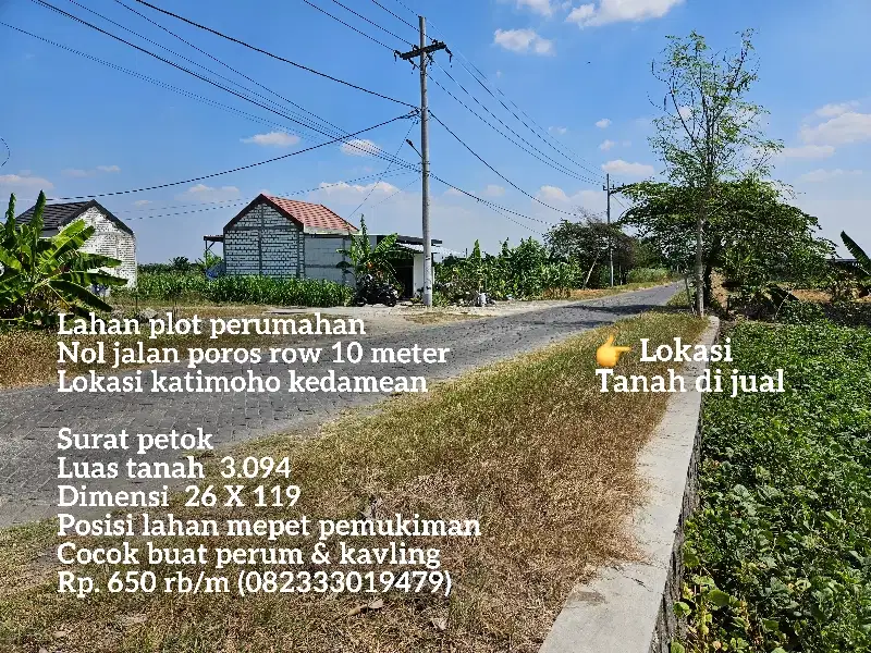 650/m Termurah tanah kedamean